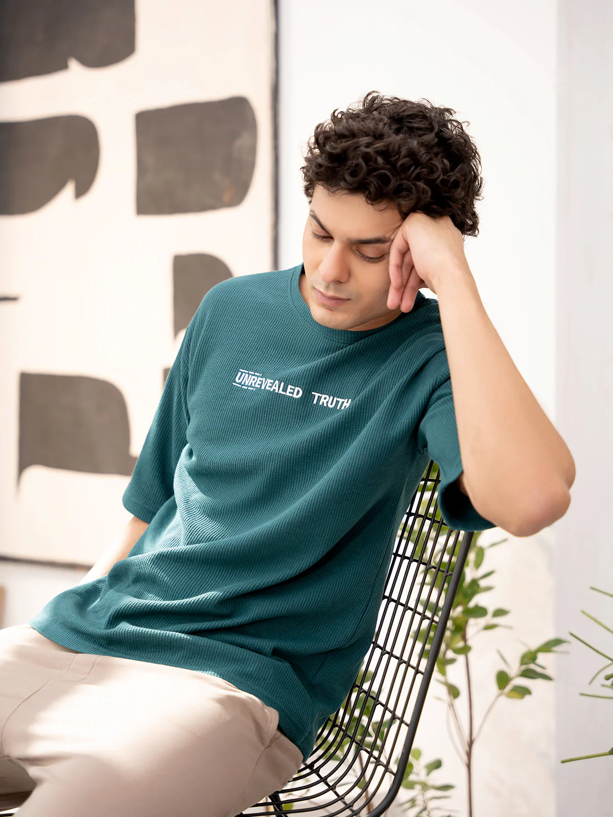 "RAVEN" Drop Shoulder Jacquard Basic T-Shirt