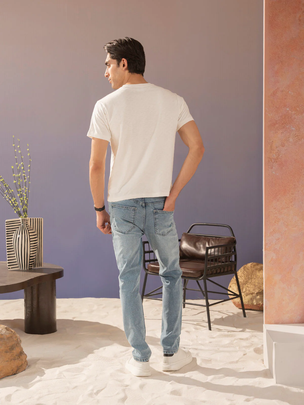 "REID" Textured Regular Fit Basic T-Shirt - Image 6
