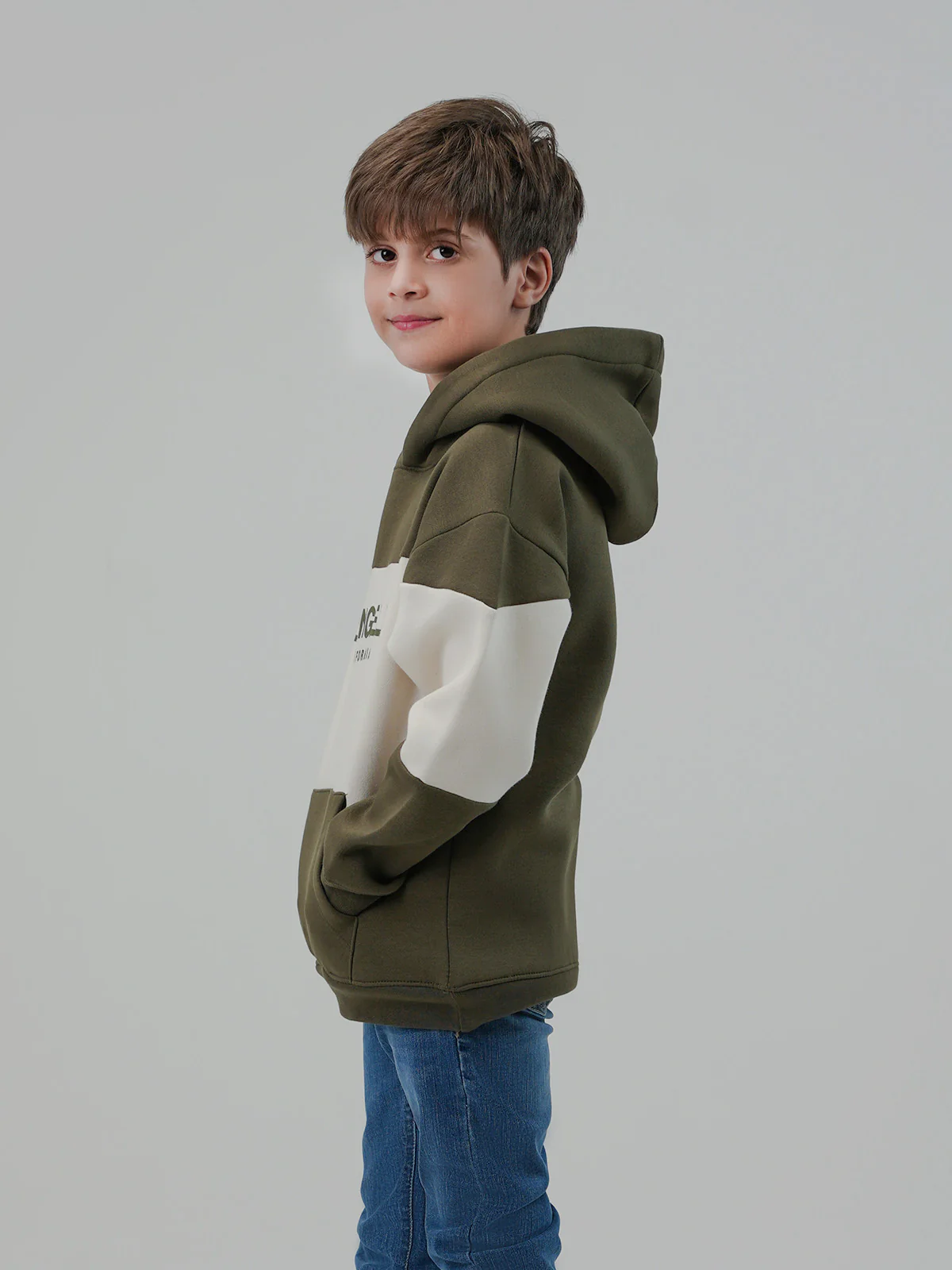 "RIQUIN" Cut &amp; Sew Fleece Hoodie - Image 2
