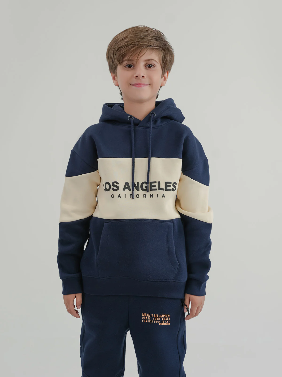 "RIQUIN" Cut & Sew Fleece Hoodie - Image 3