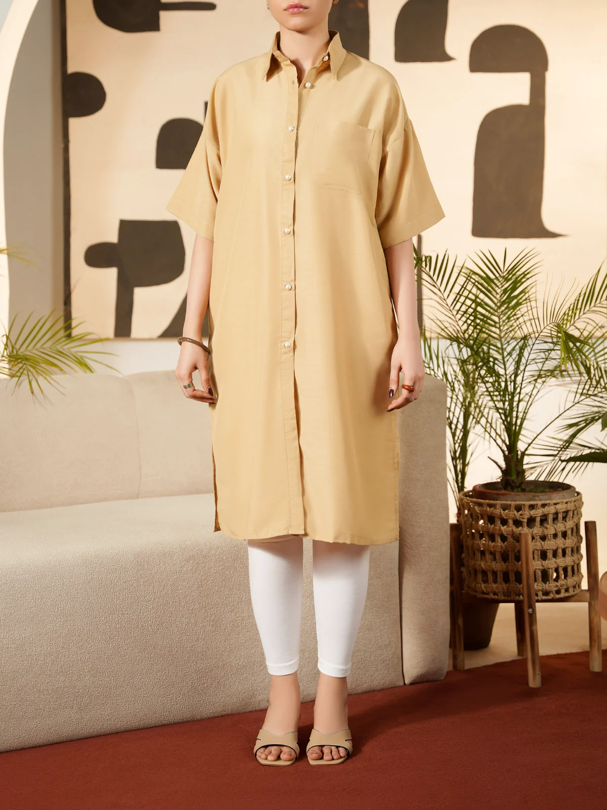 "RISTINA" Textured Regular Fit Dress - Image 2