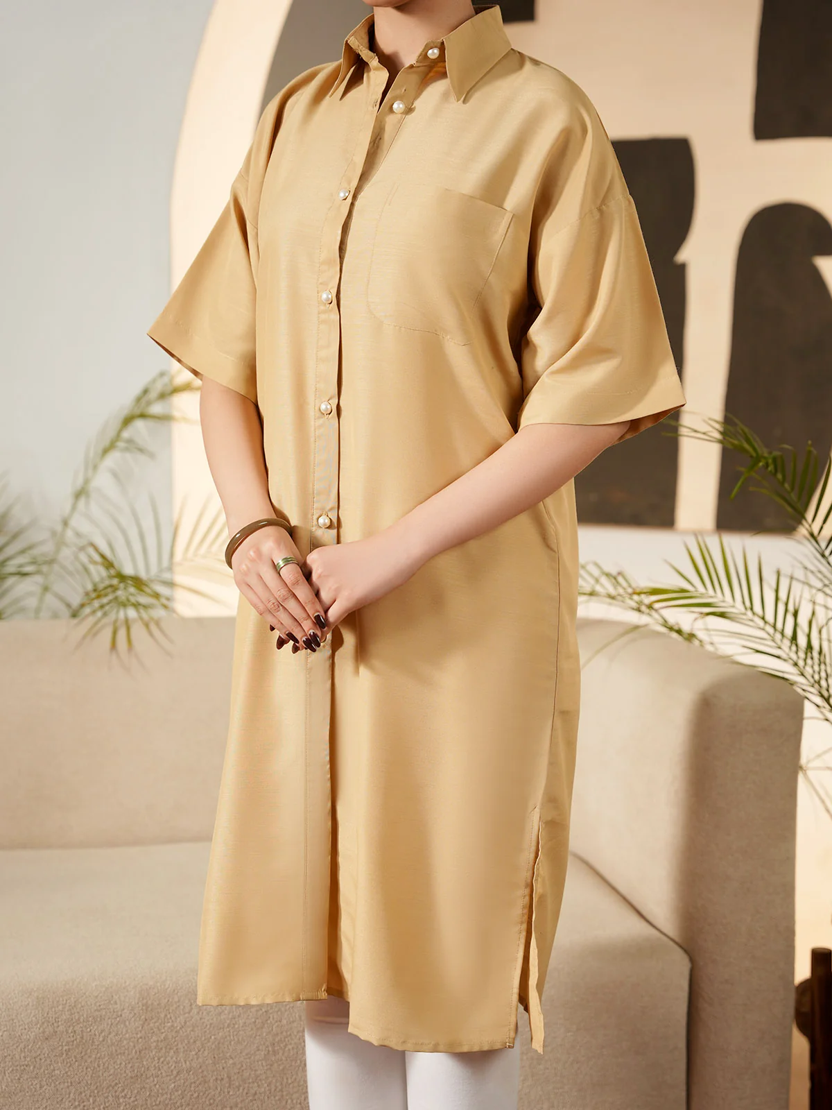 "RISTINA" Textured Regular Fit Dress - Image 5