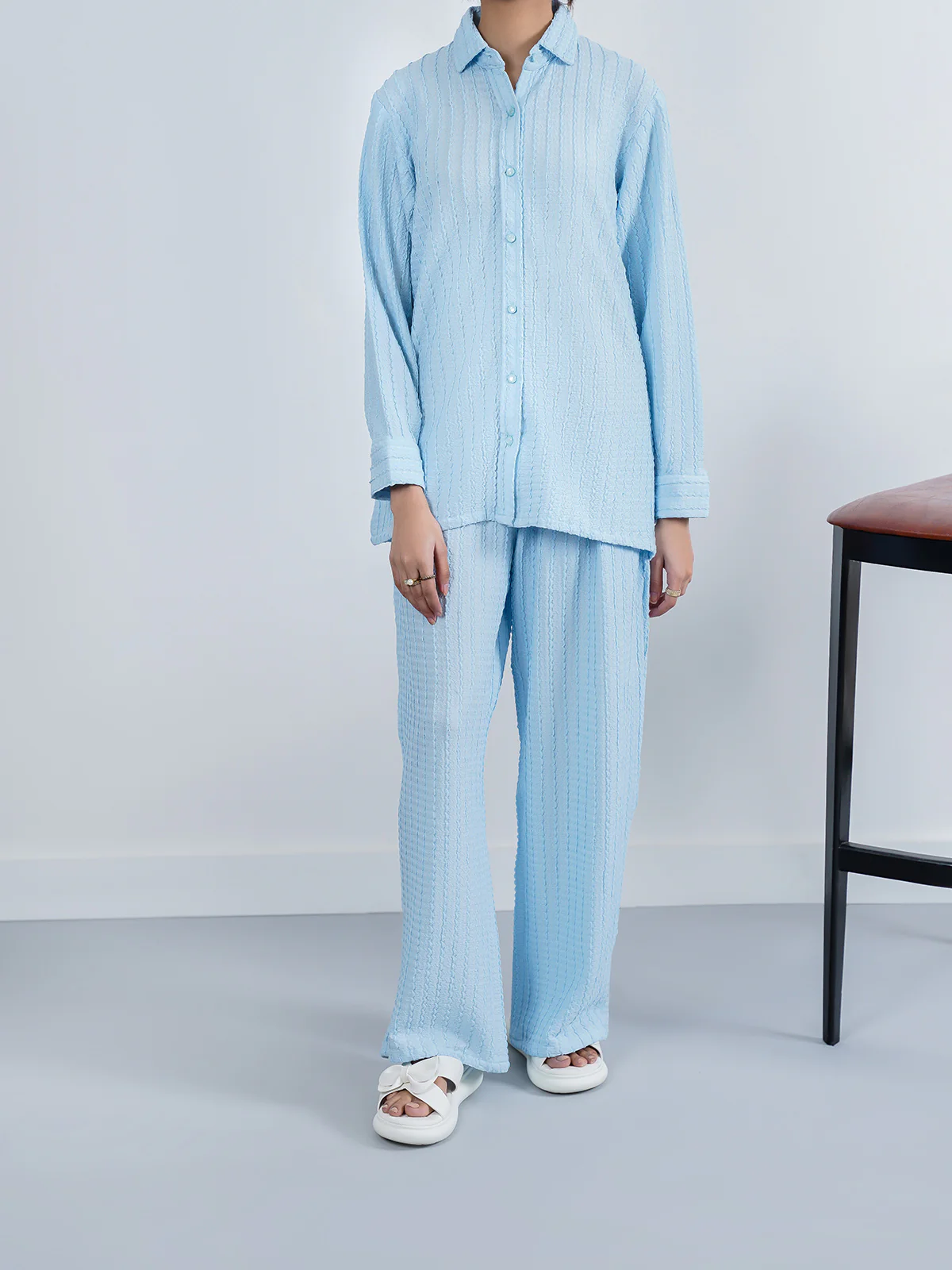 "SATOYO" Textured Regular Fit Co-Ord Set