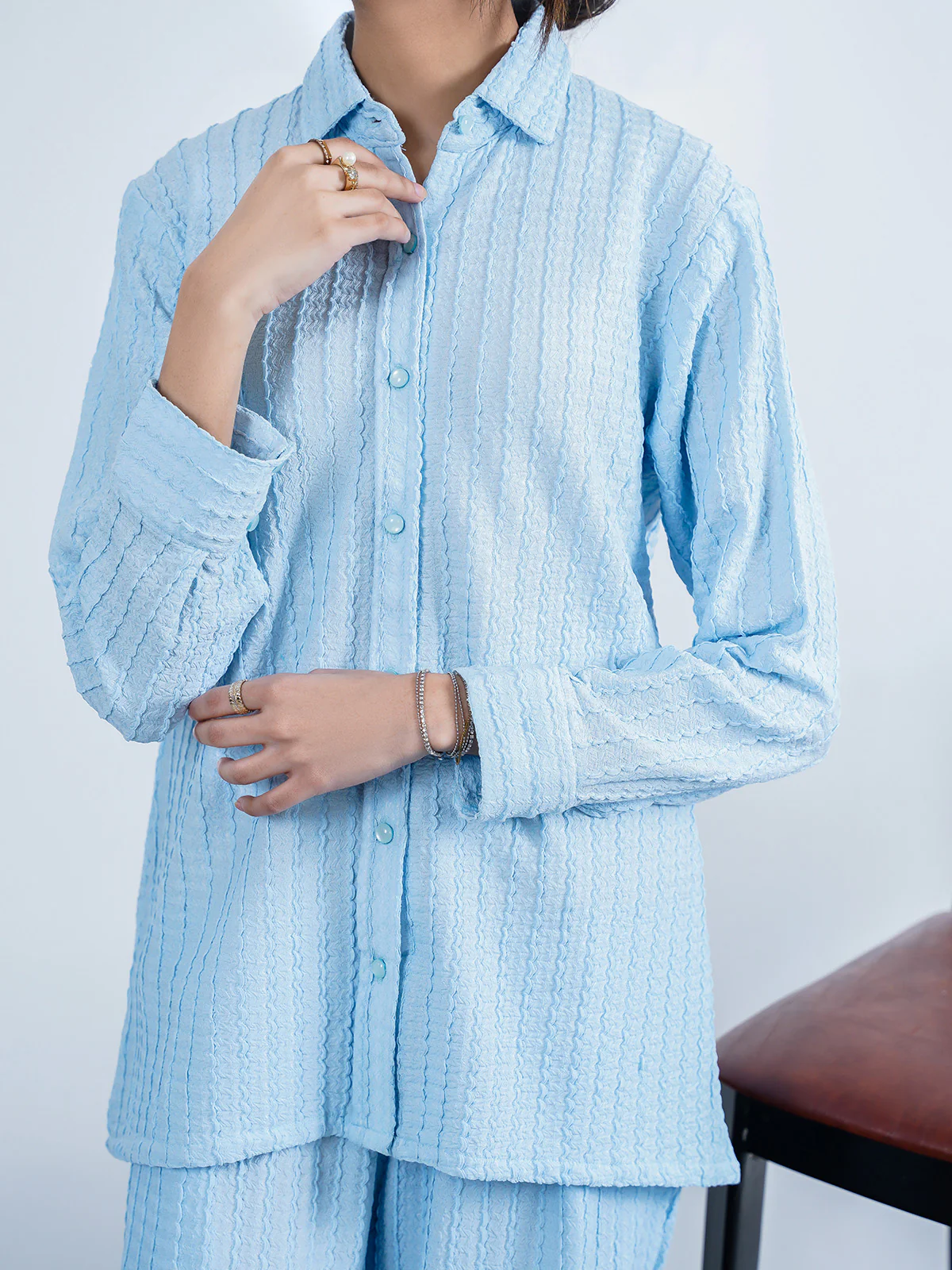 "SATOYO" Textured Regular Fit Co-Ord Set - Image 2