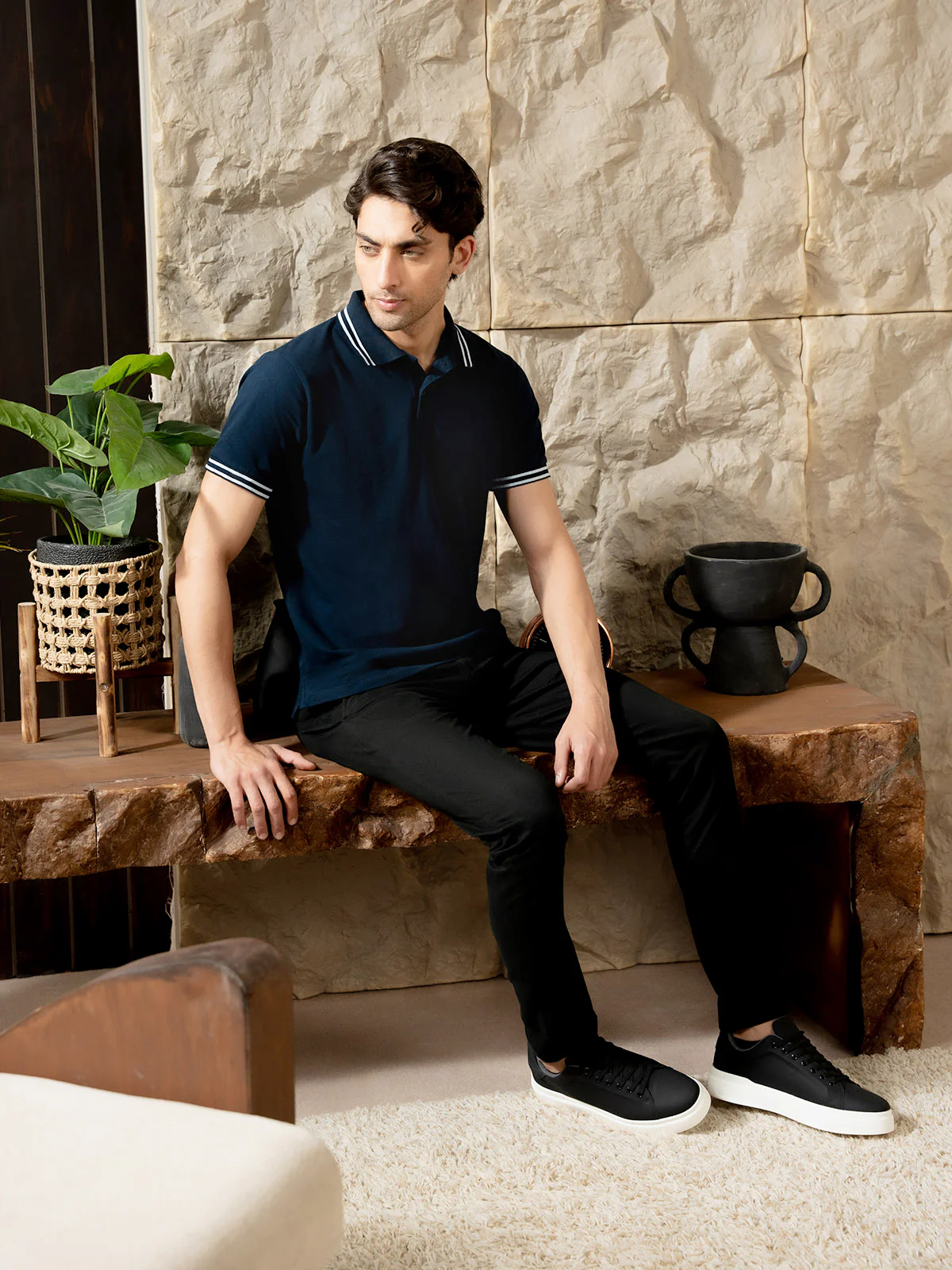"SAVAN" Regular Fit Pique Polo Shirt - Image 3