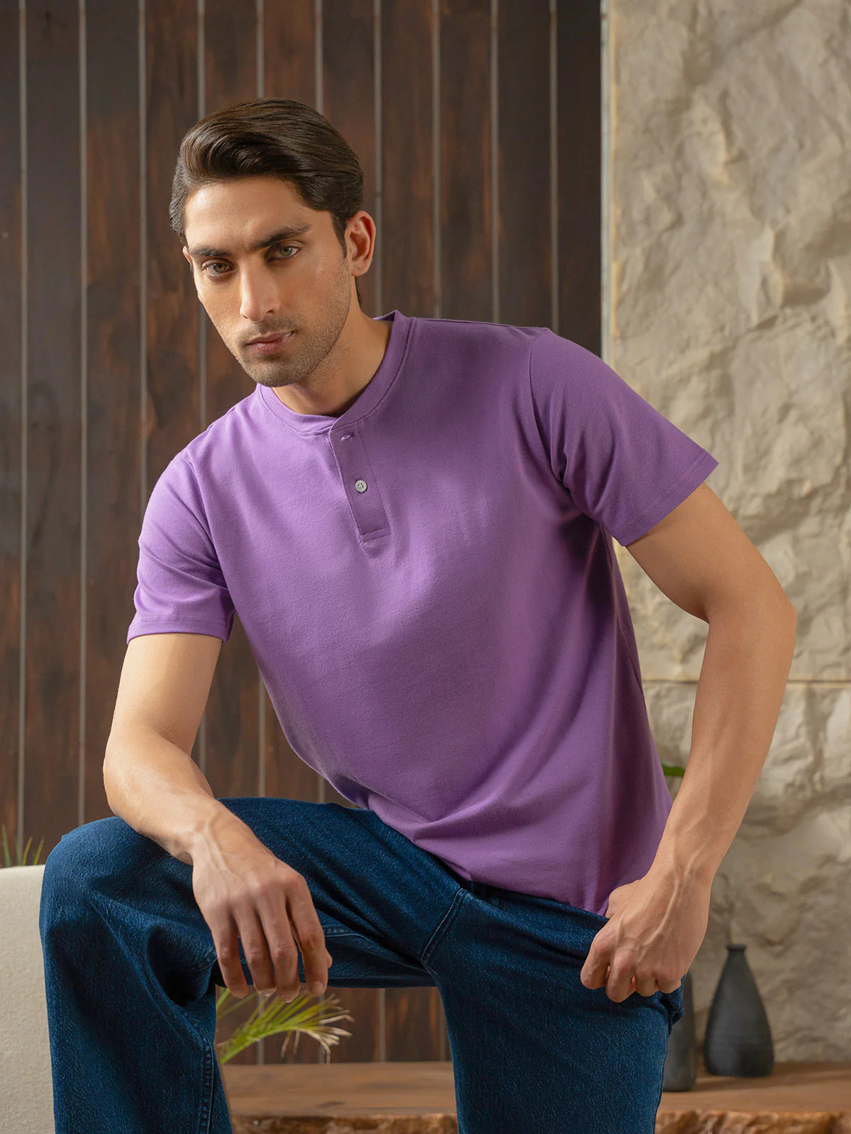 "SEBAST" Textured Regular Fit T-Shirt