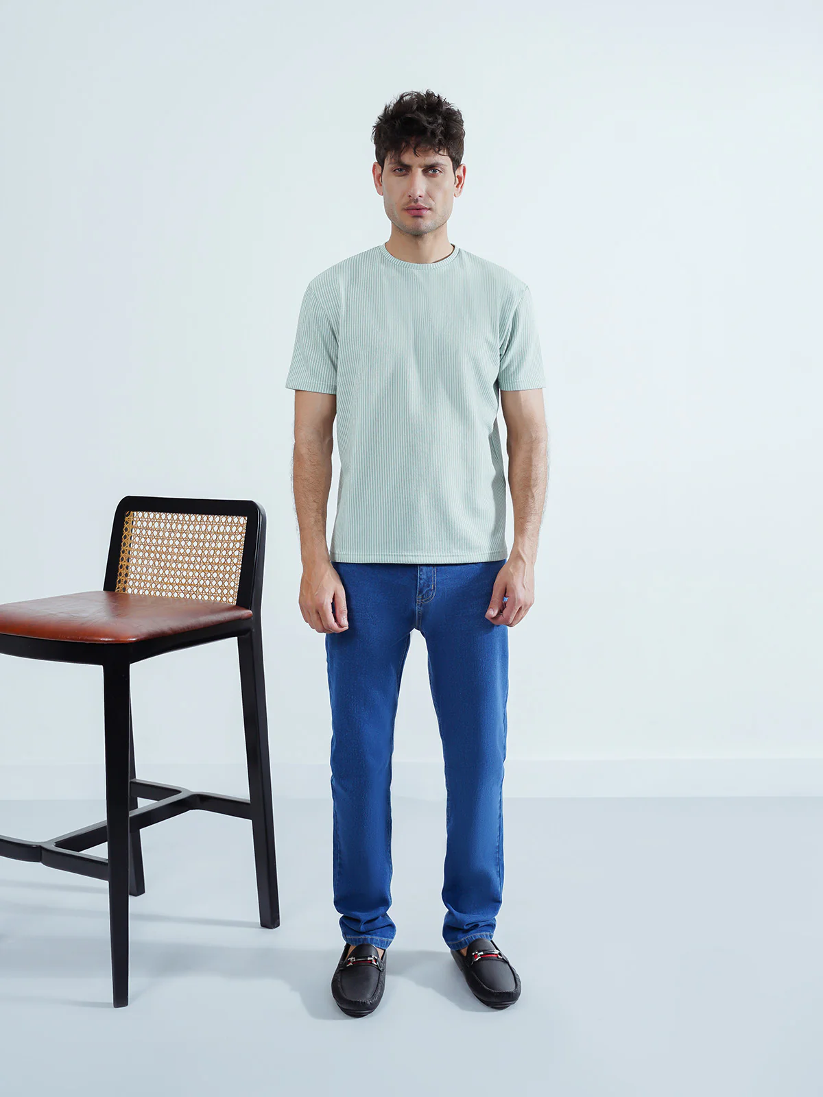 "SENWE" Textured Regular Fit T-Shirt
