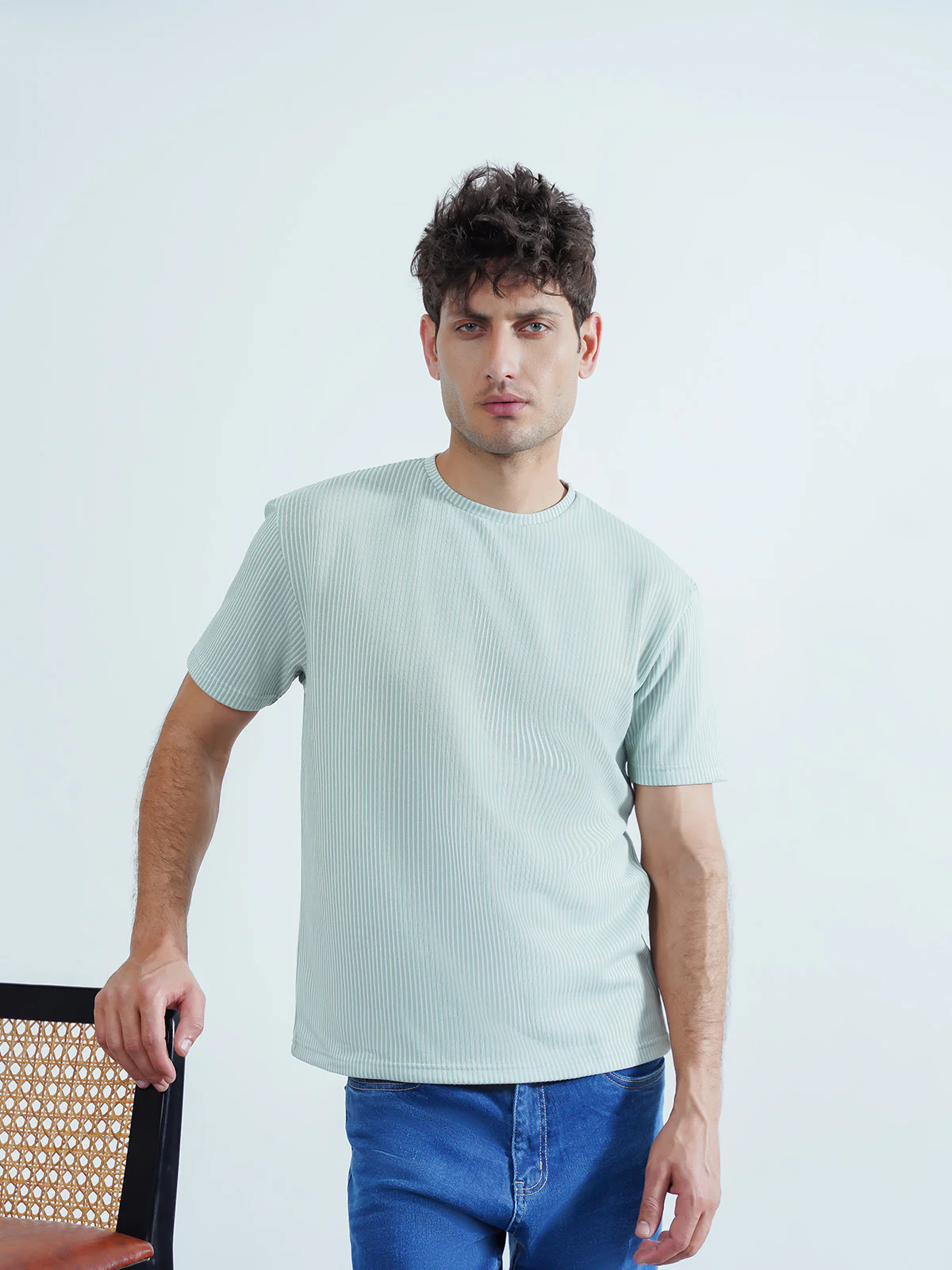 "SENWE" Textured Regular Fit T-Shirt - Image 2