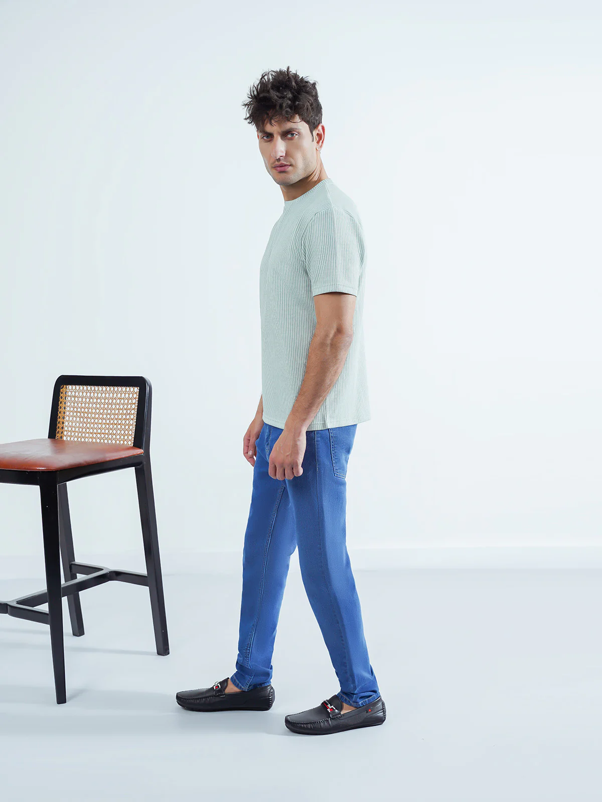 "SENWE" Textured Regular Fit T-Shirt - Image 3