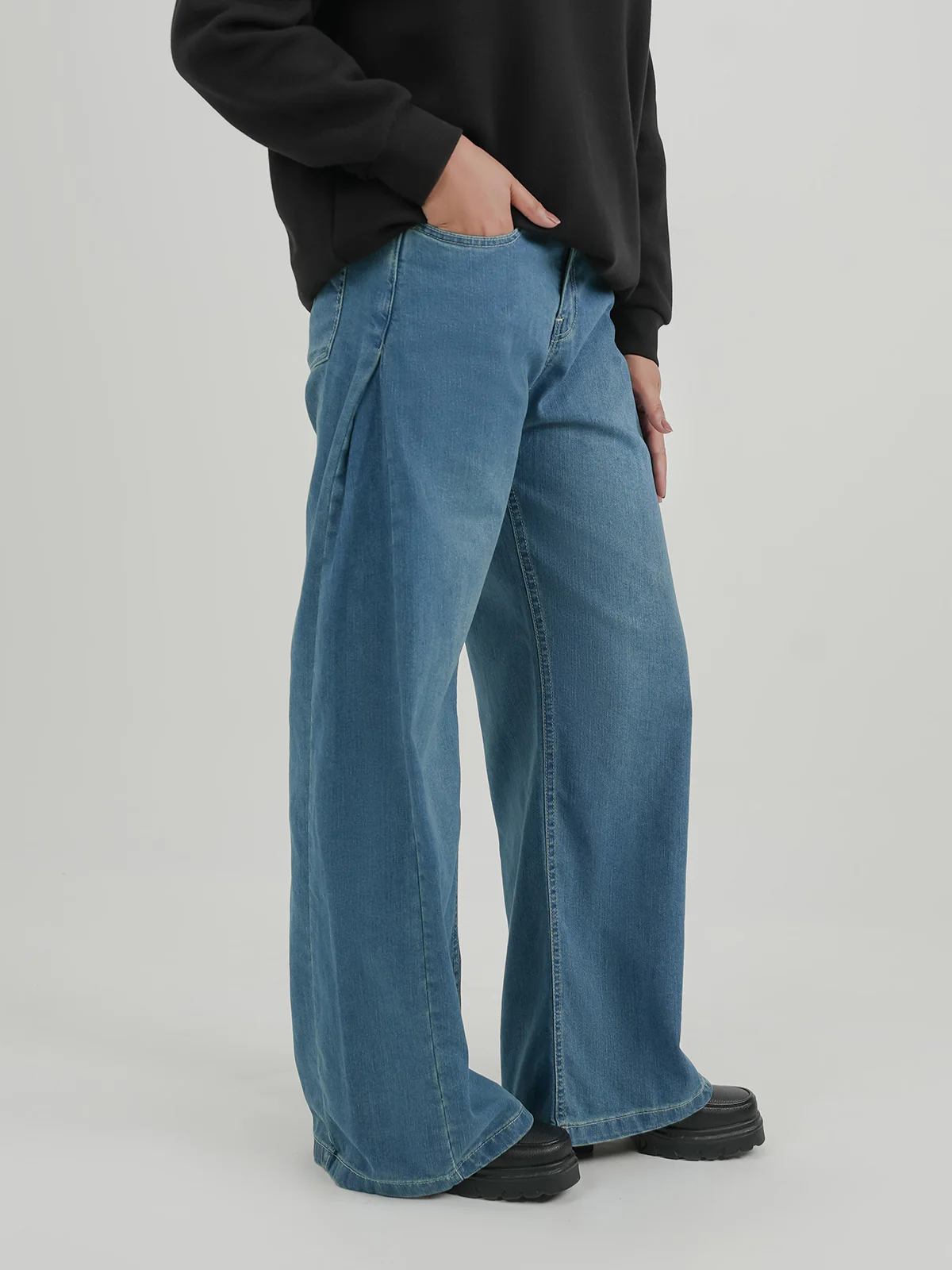 "VANHI" Modern Plazo Fit Denim Pant - Image 2