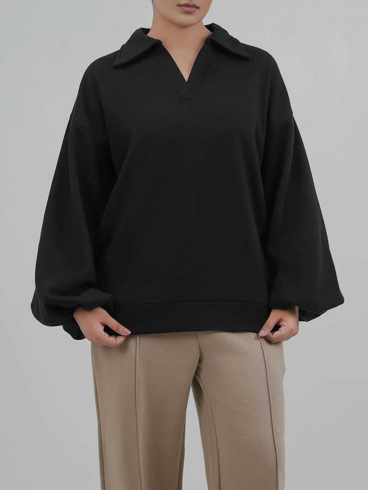 "VENYA" Classic Basic Fleece Sweatshirt
