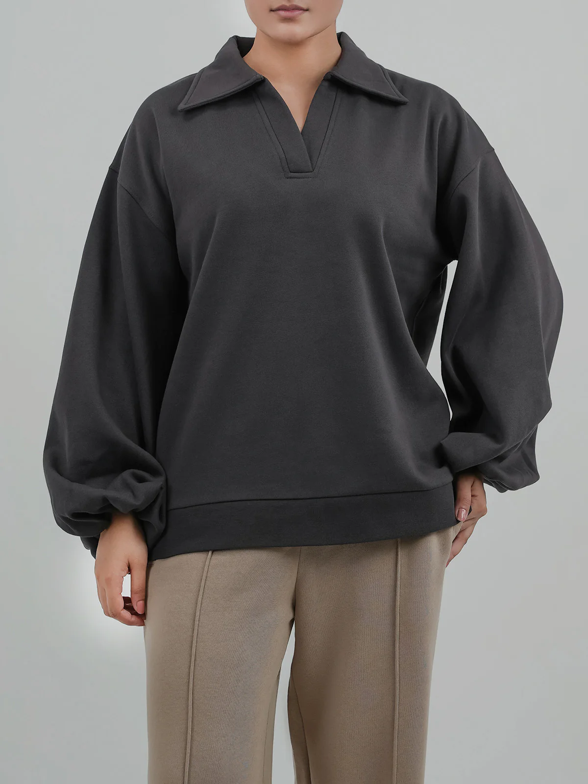 "VENYA" Classic Basic Fleece Sweatshirt