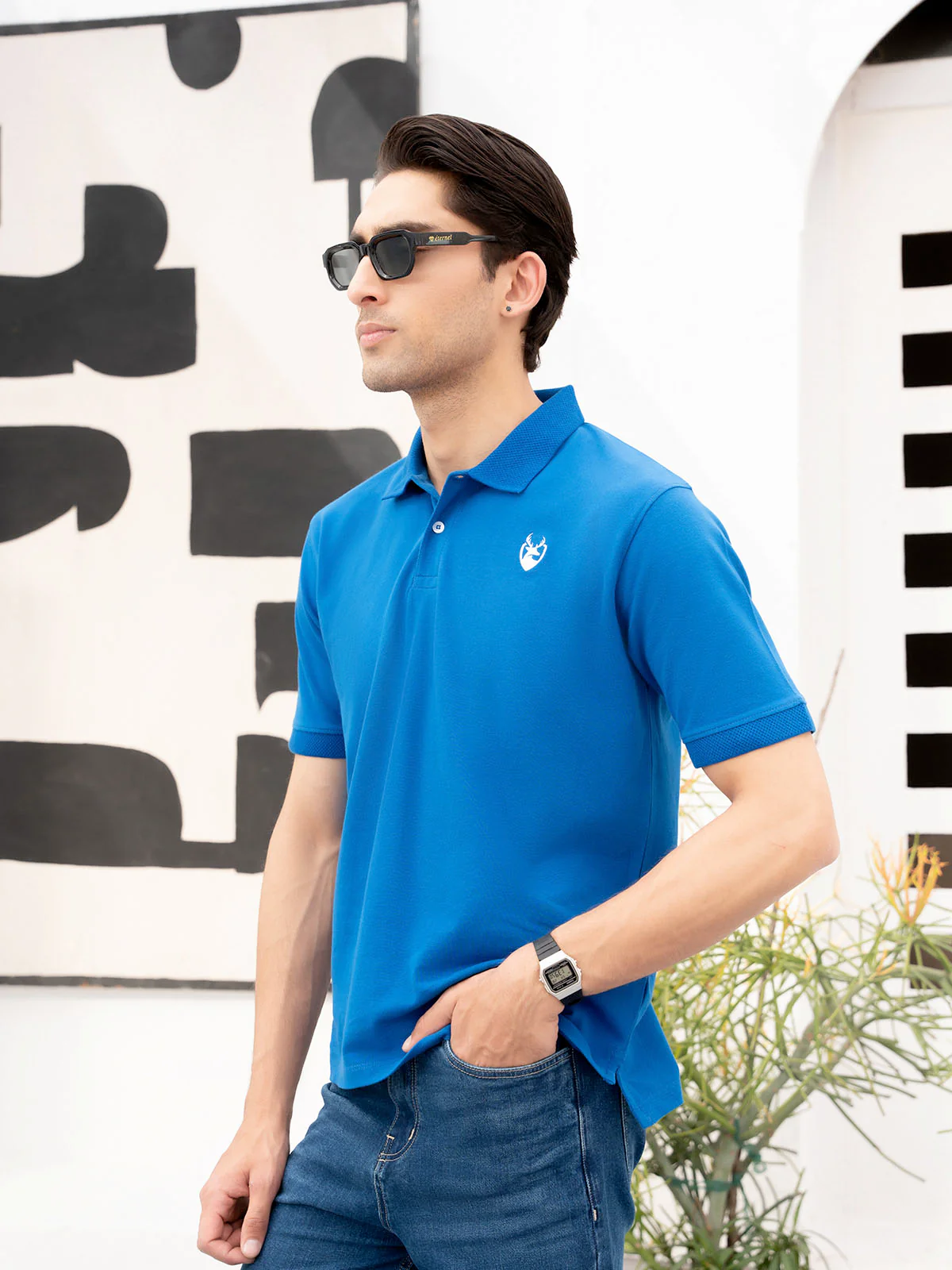 "WALKER" Jacquard Collar Polo Shirt