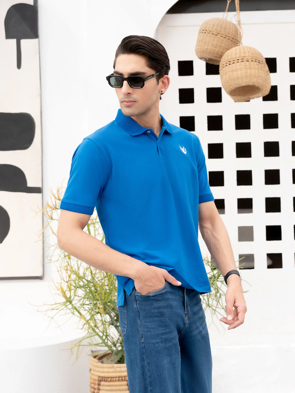 "WALKER" Jacquard Collar Polo Shirt - Image 4