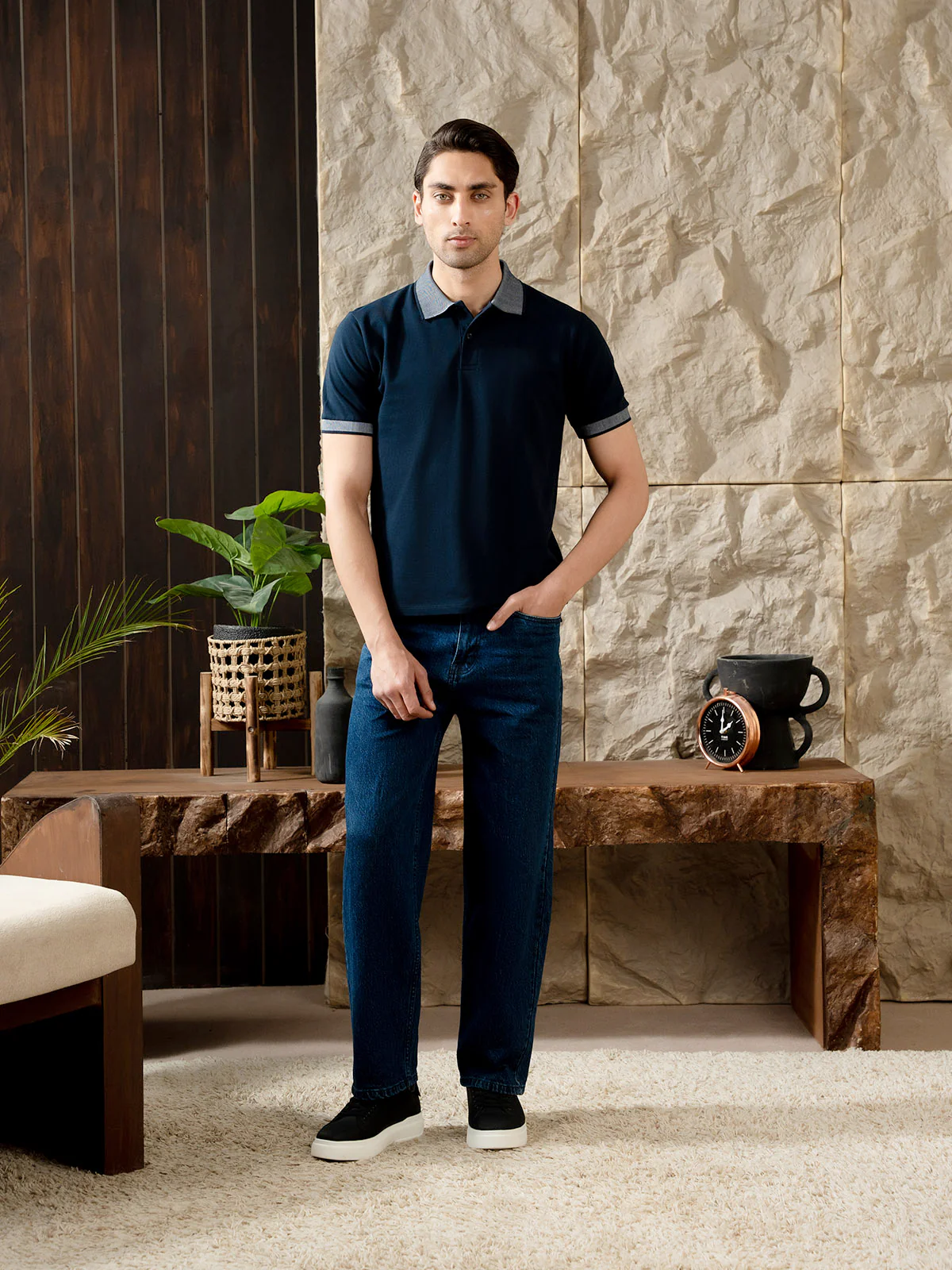 "WALKER" Jacquard Collar Polo Shirt - Image 2