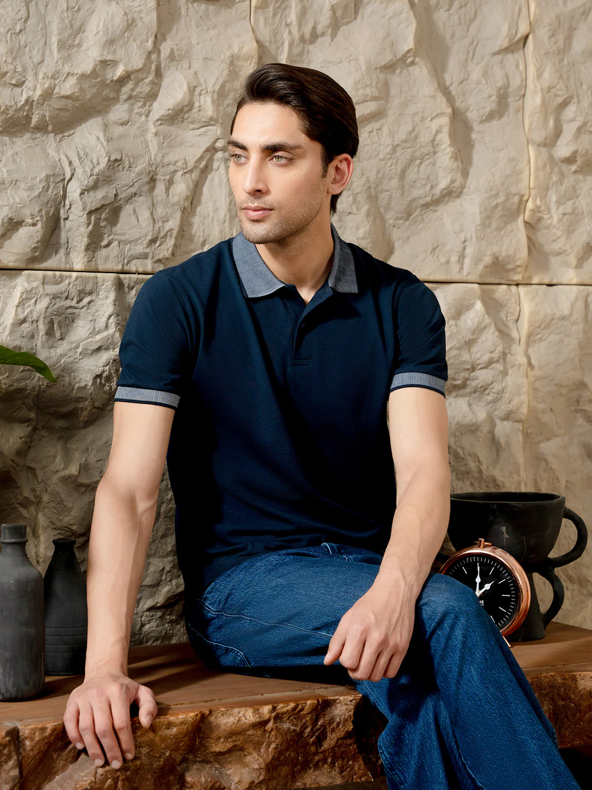 "WALKER" Jacquard Collar Polo Shirt - Image 5