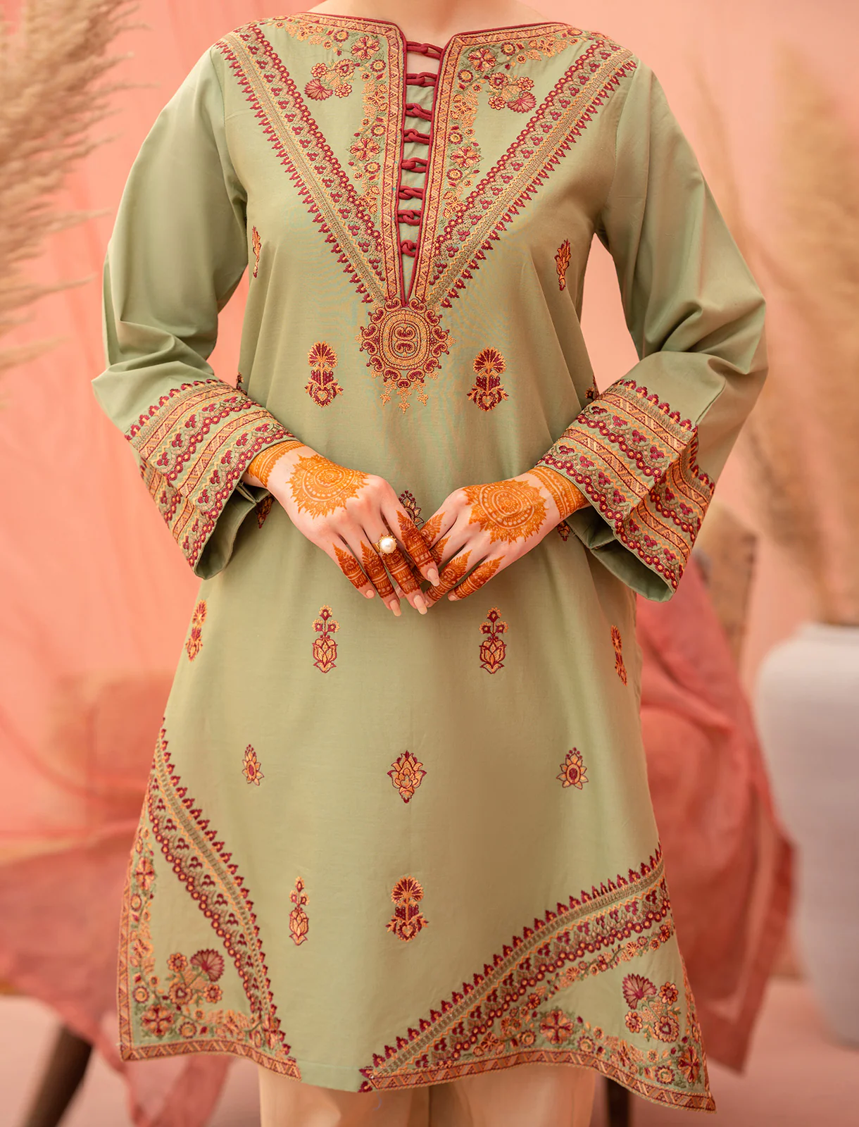 Women "AERGUL" Embroidered Lawn Summer Shirt - Image 2