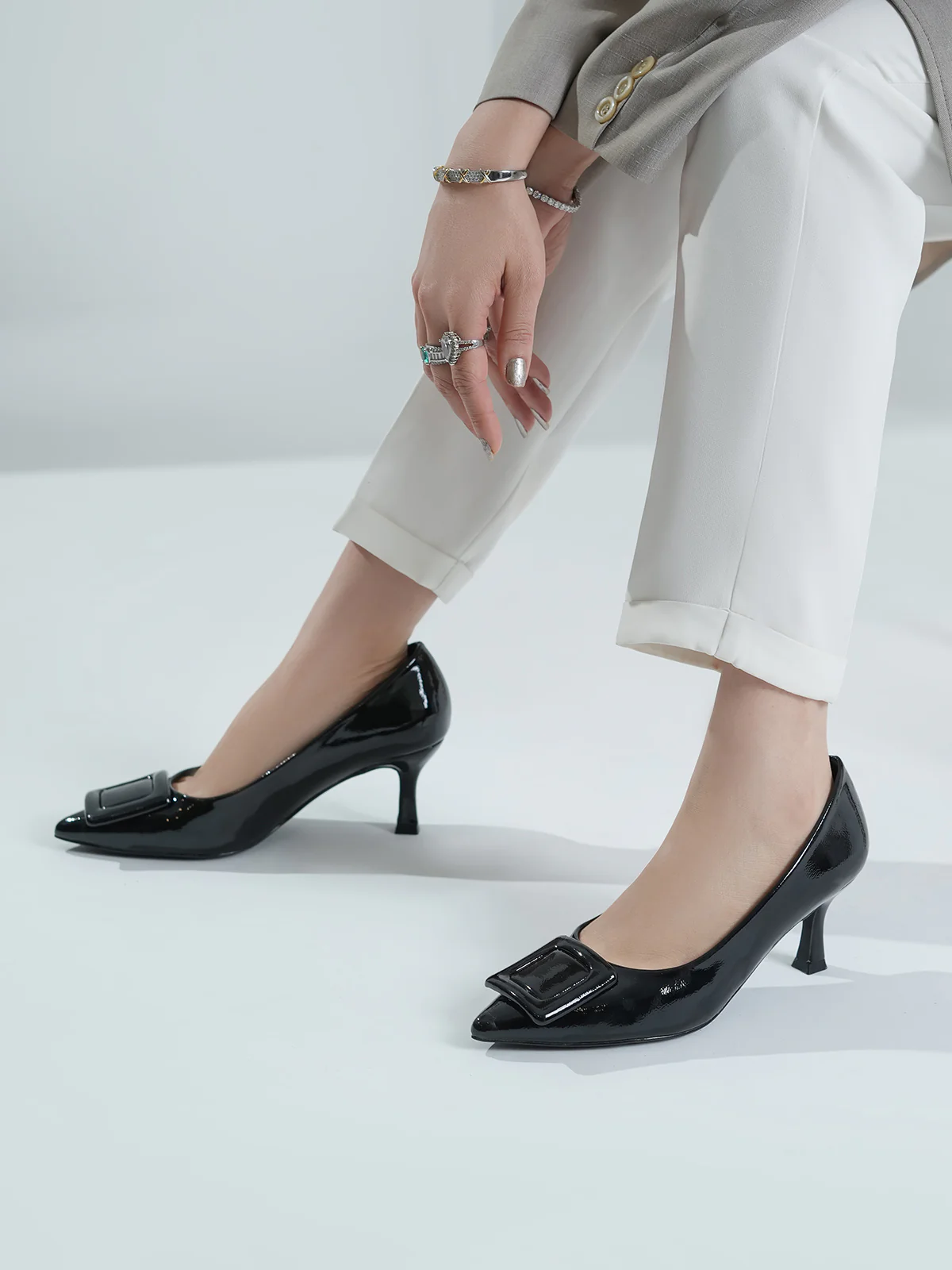 Women "ALESSIO" Buckle Detail Courts