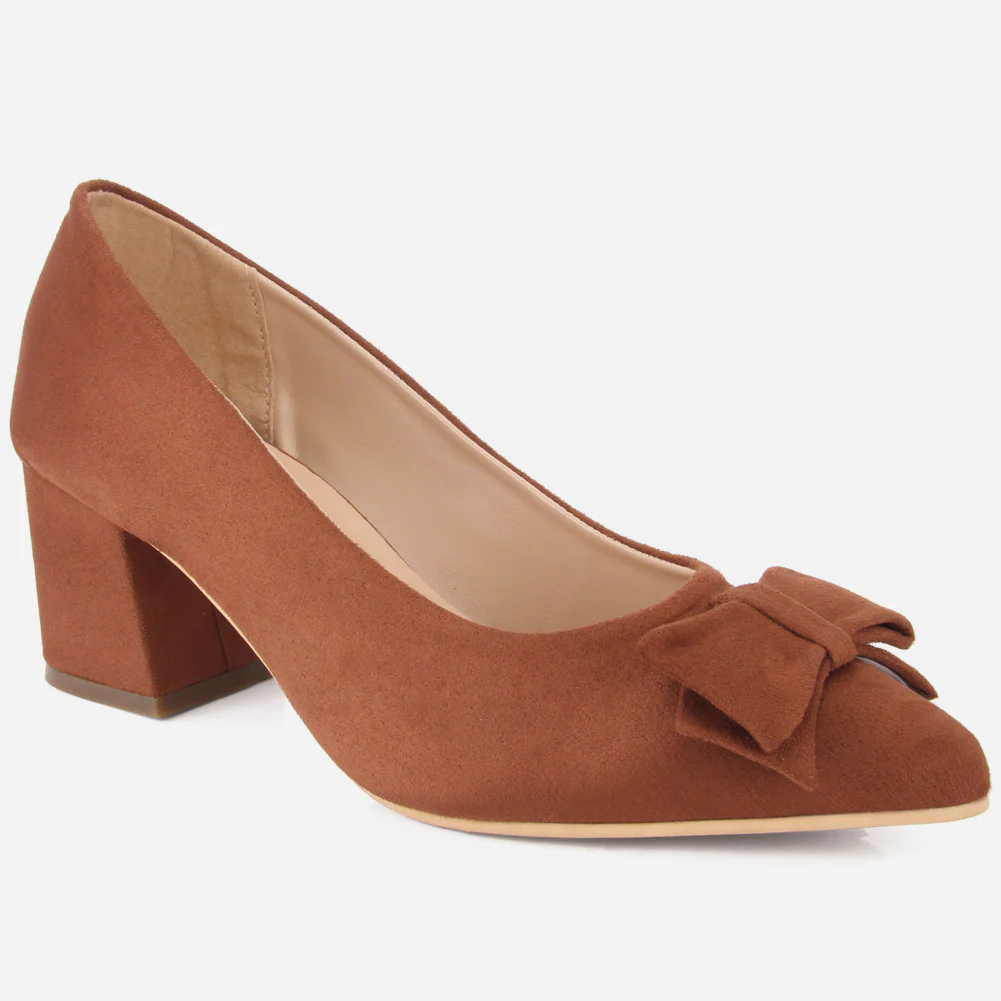 Women "ARAYA" Block Heel Suede Court Shoes