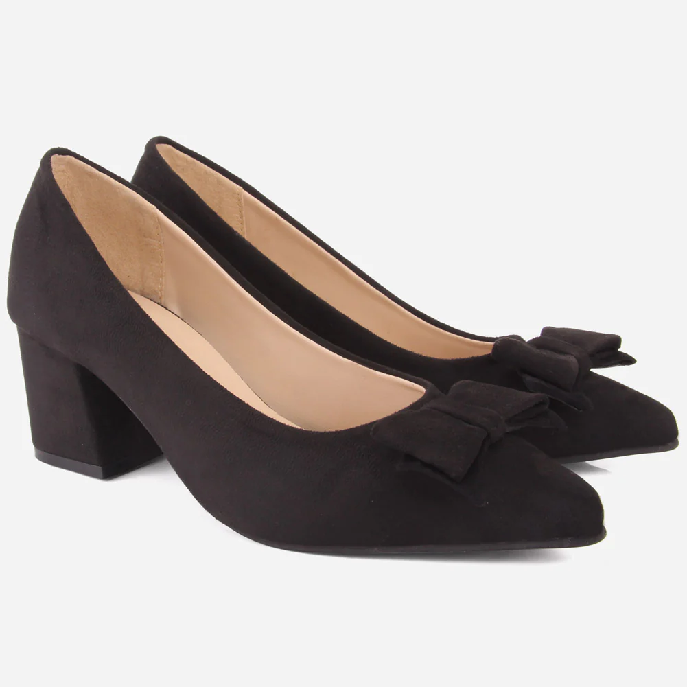 Women "ARAYA" Block Heel Suede Court Shoes - Image 2