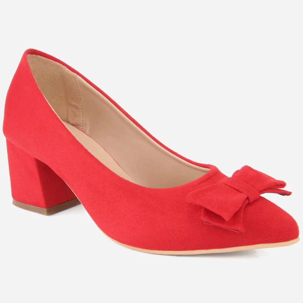 Women "ARAYA" Block Heel Suede Court Shoes