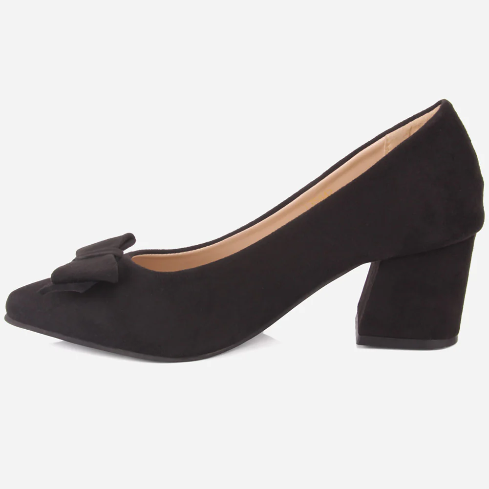 Women "ARAYA" Block Heel Suede Court Shoes - Image 3
