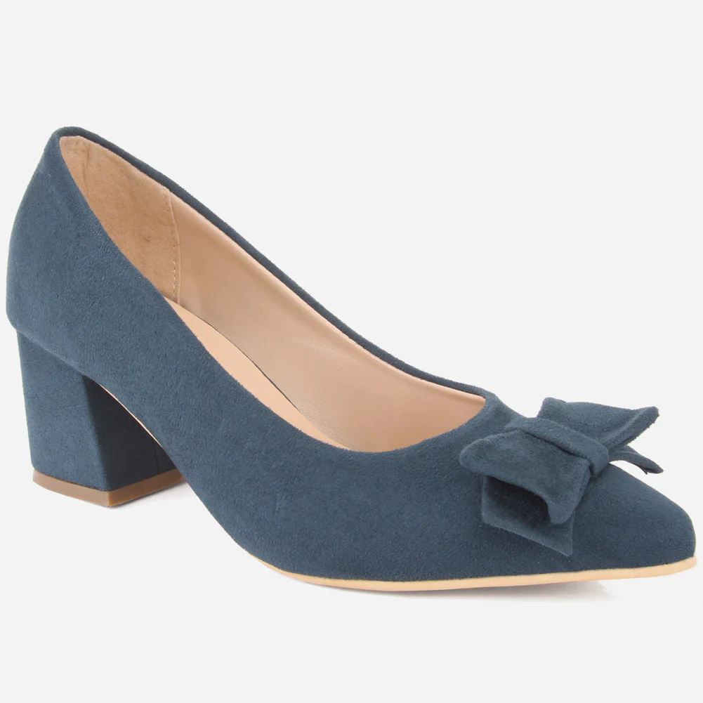 Women "ARAYA" Block Heel Suede Court Shoes
