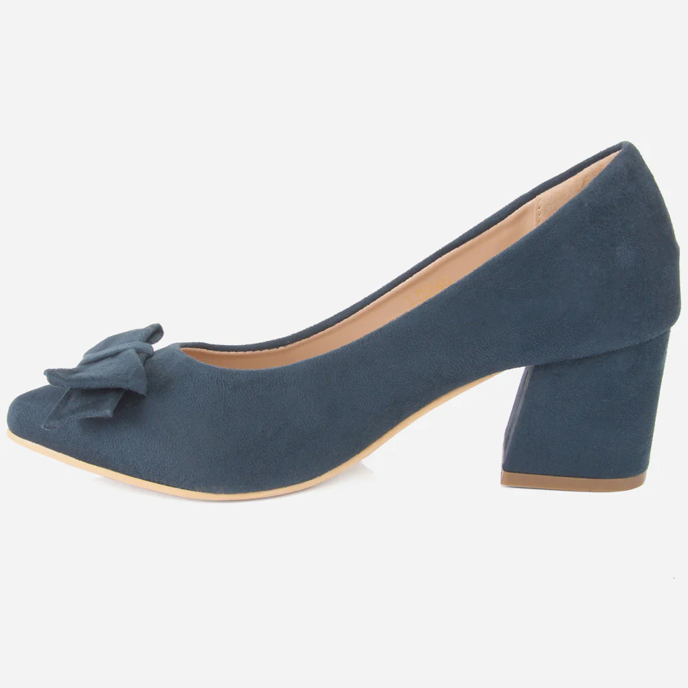 Women "ARAYA" Block Heel Suede Court Shoes - Image 3