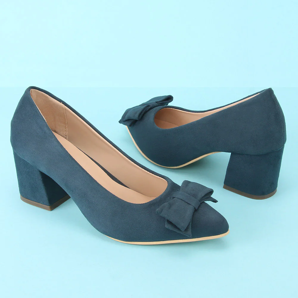 Women "ARAYA" Block Heel Suede Court Shoes - Image 6