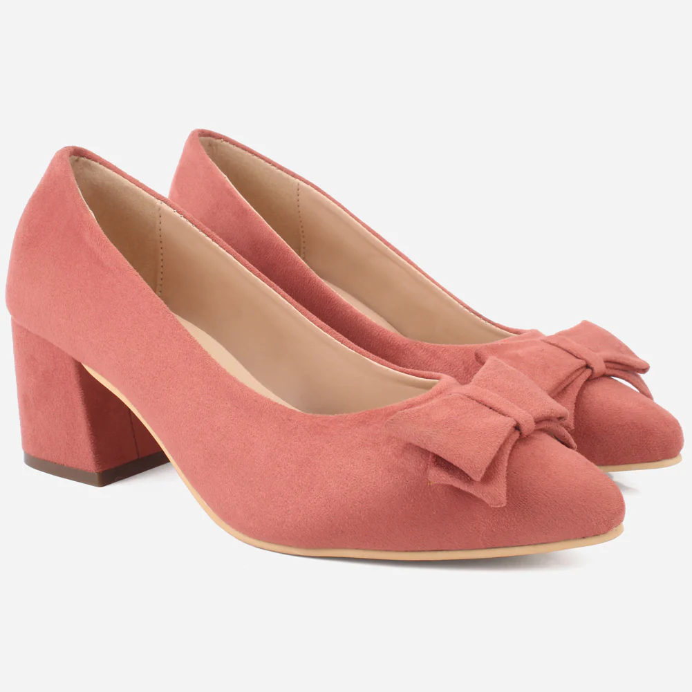 Women "ARAYA" Block Heel Suede Court Shoes - Image 2