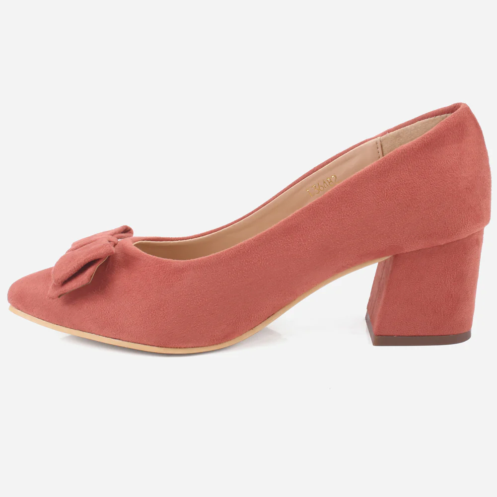 Women "ARAYA" Block Heel Suede Court Shoes - Image 3