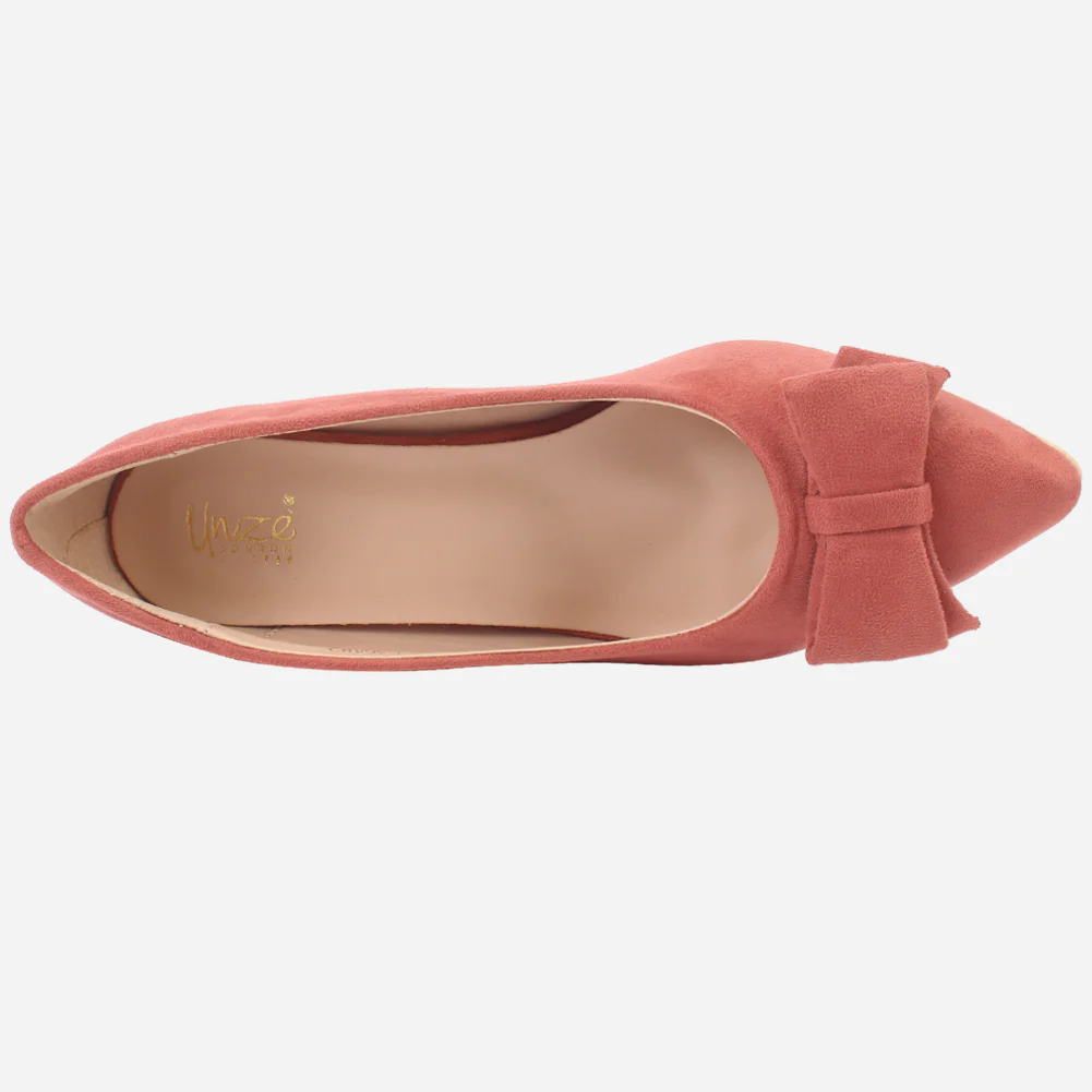 Women "ARAYA" Block Heel Suede Court Shoes - Image 4