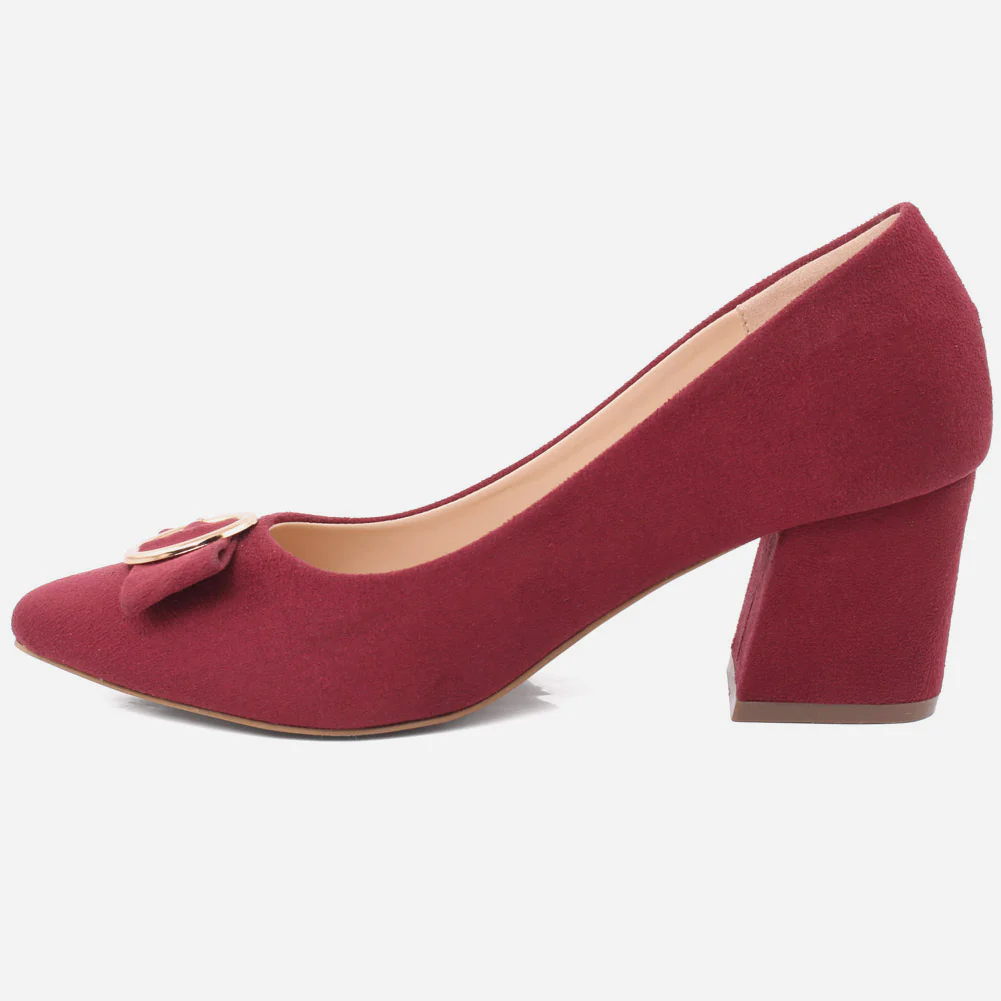 WOMEN "ARIA" BLOCK HEEL SUEDE COURT SHOES - Image 3