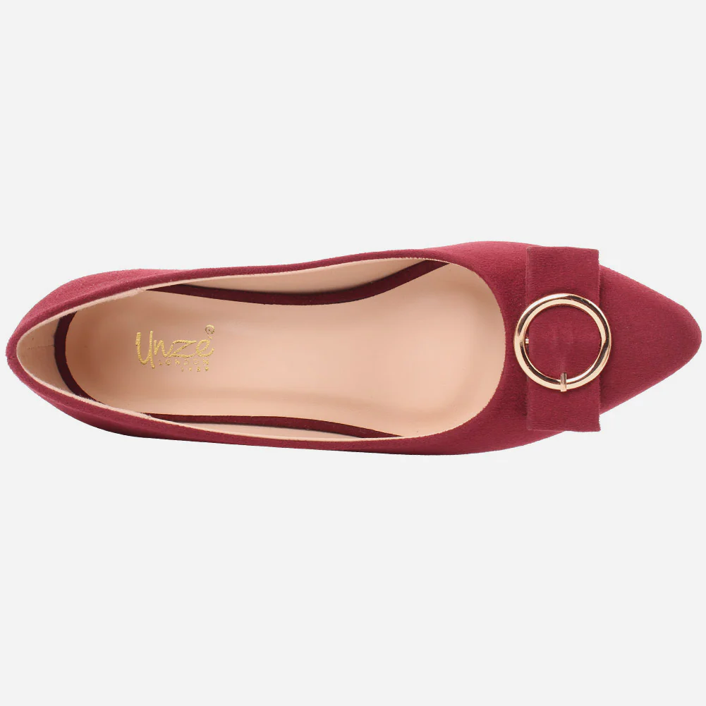 WOMEN "ARIA" BLOCK HEEL SUEDE COURT SHOES - Image 4