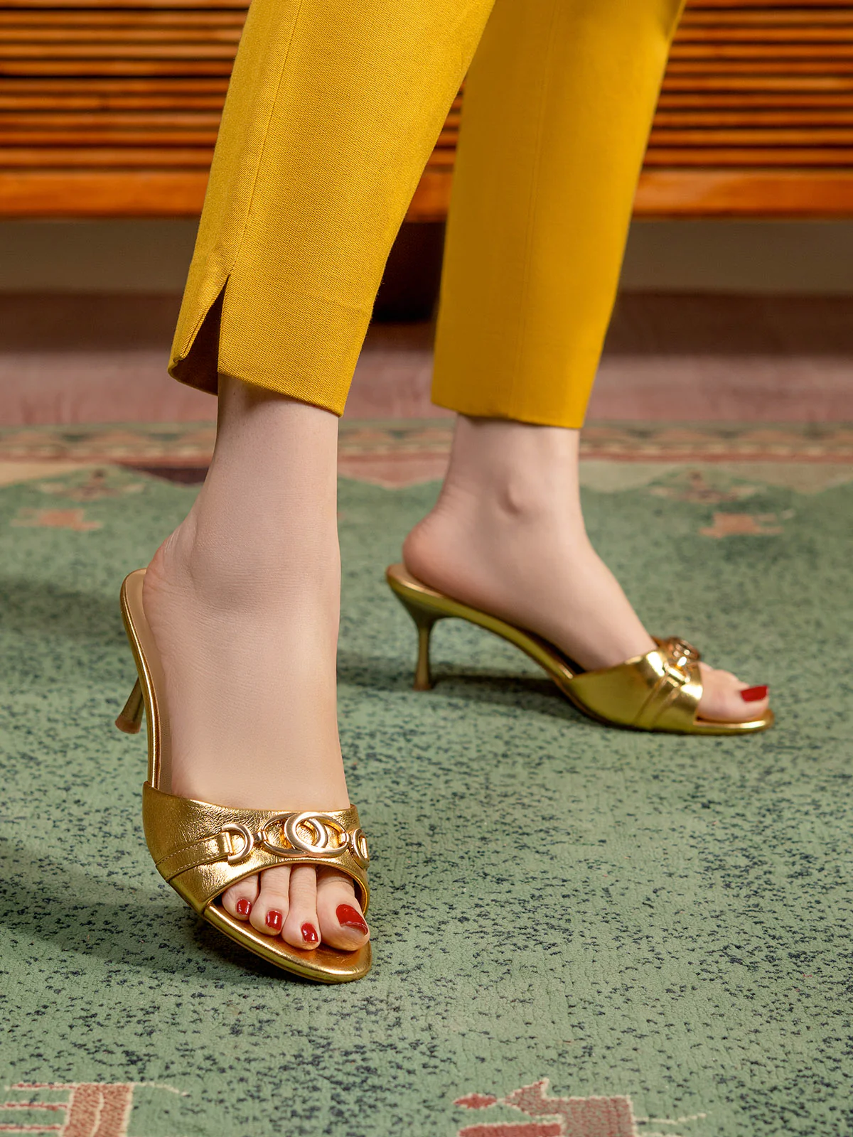 Women "AUDEN" Slip On Fancy Heel Sandals - Image 3