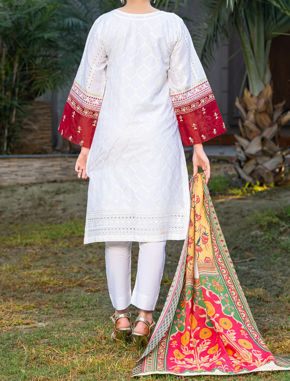 Women "BANOU" Embellished Lawn Two Piece Suit - Image 5
