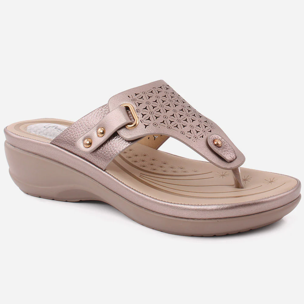 Women "BLAKELY" Perforated Thong Comfort Wedge Slippers