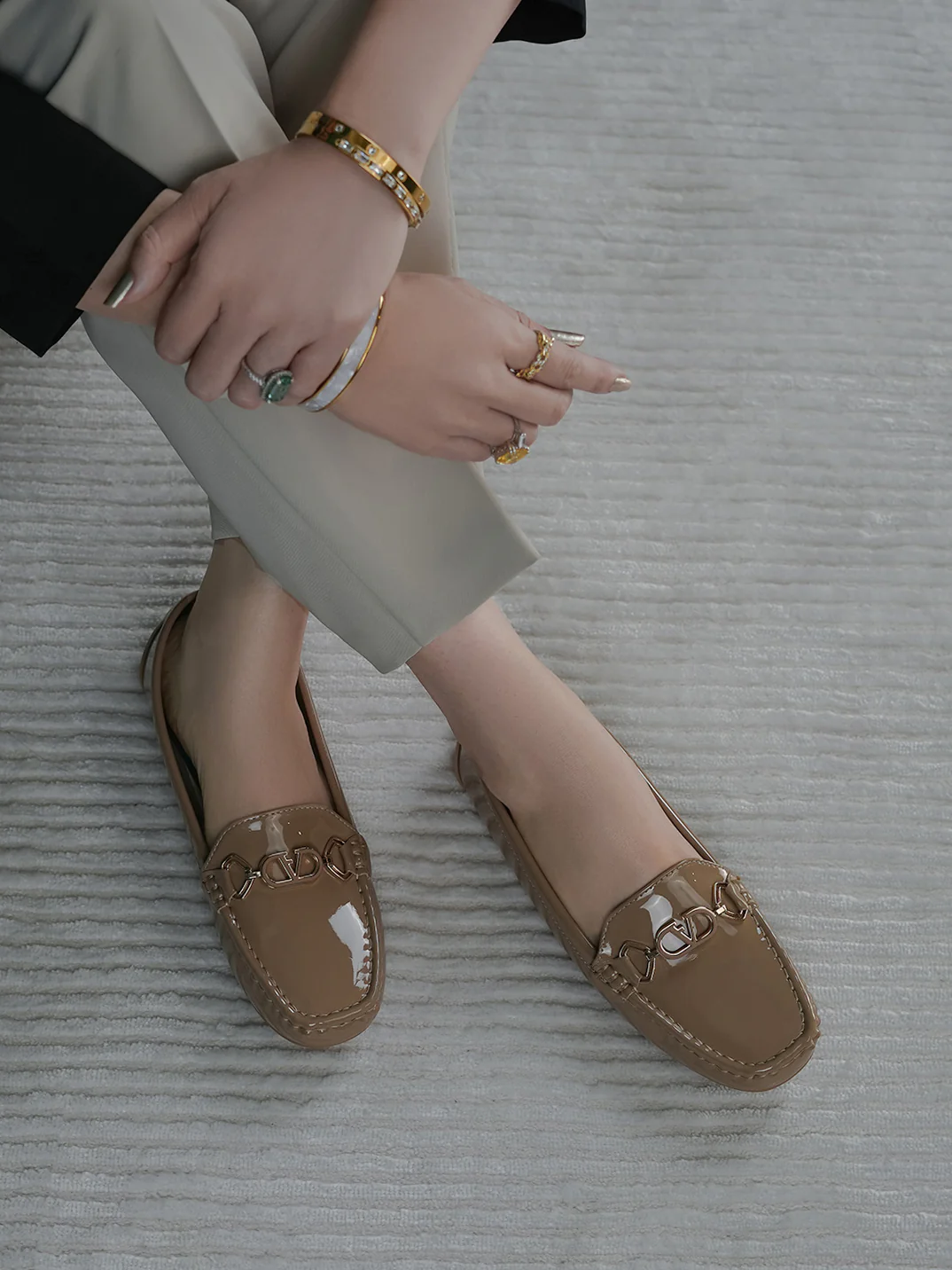 Women "BLUESY" Lightweight Shiny Moccasins
