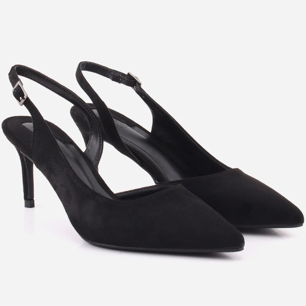 Women "CHERRY" Shimmery Pointy Toe Sling Back Stiletto Heel Sandals - Image 2
