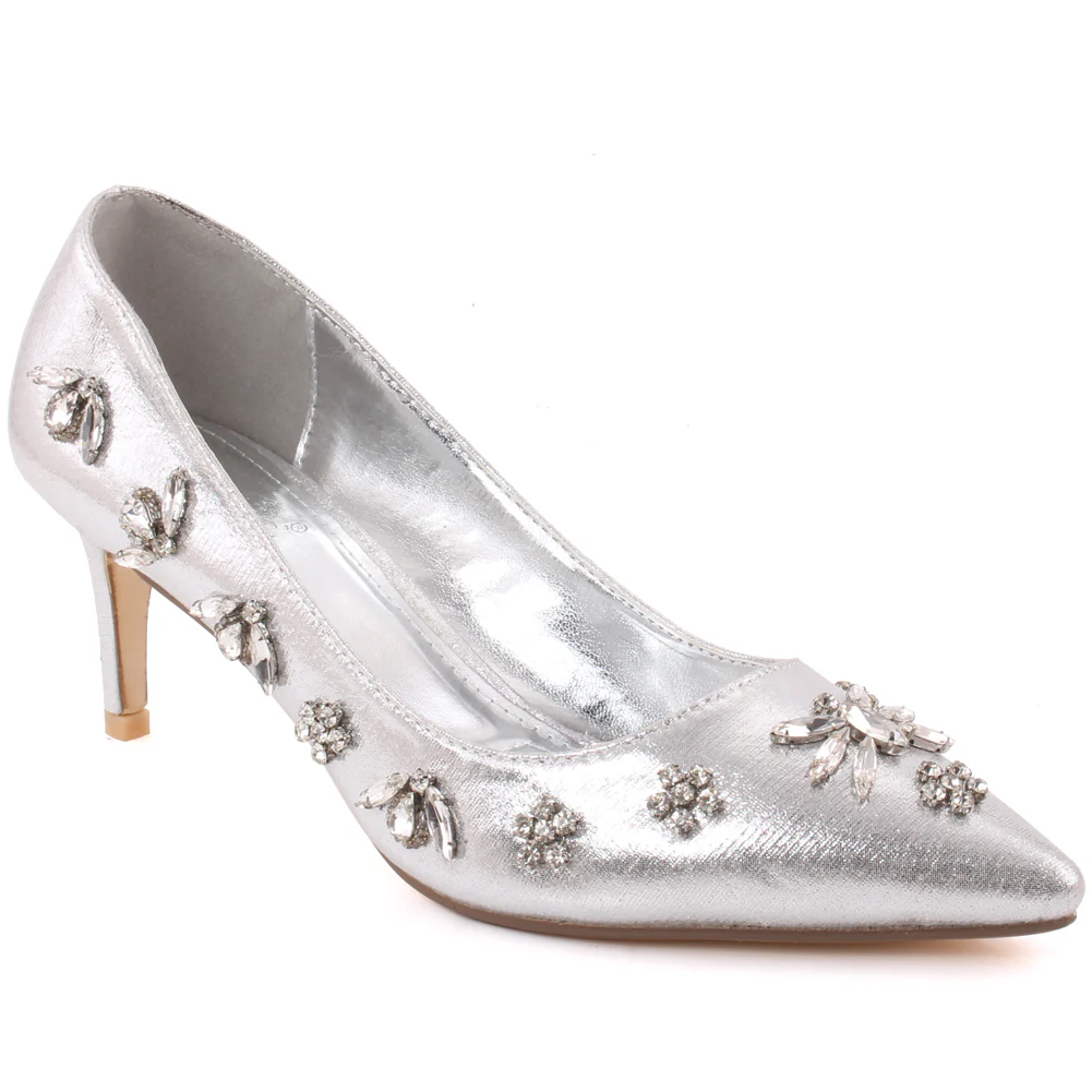 Women "DAPHIE" Pointy Toe Diamante Decorated Stiletto Heel Sandals