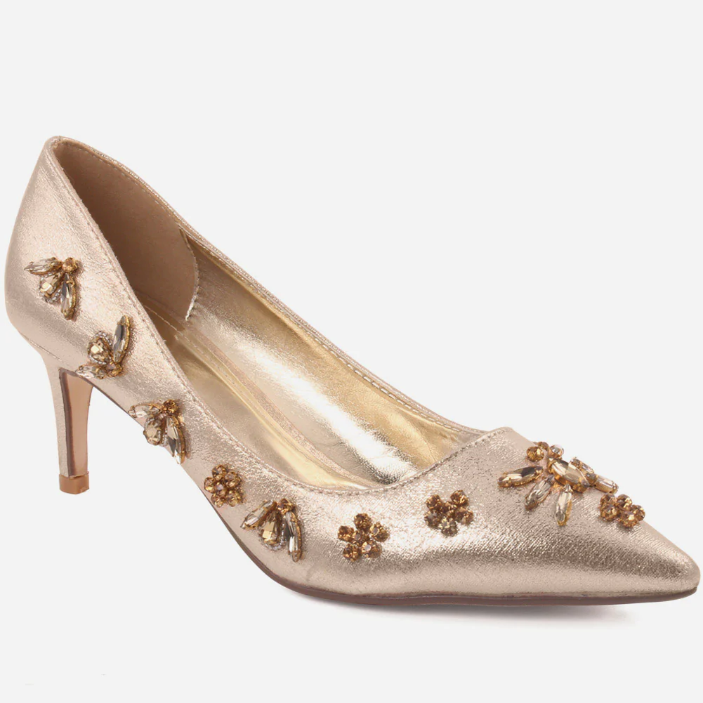 Women "DAPHIE" Pointy Toe Diamante Decorated Stiletto Heel Sandals