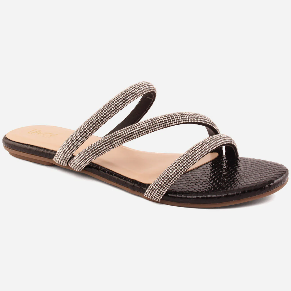 Women "Dee" Stone Strap Slip On Slippers