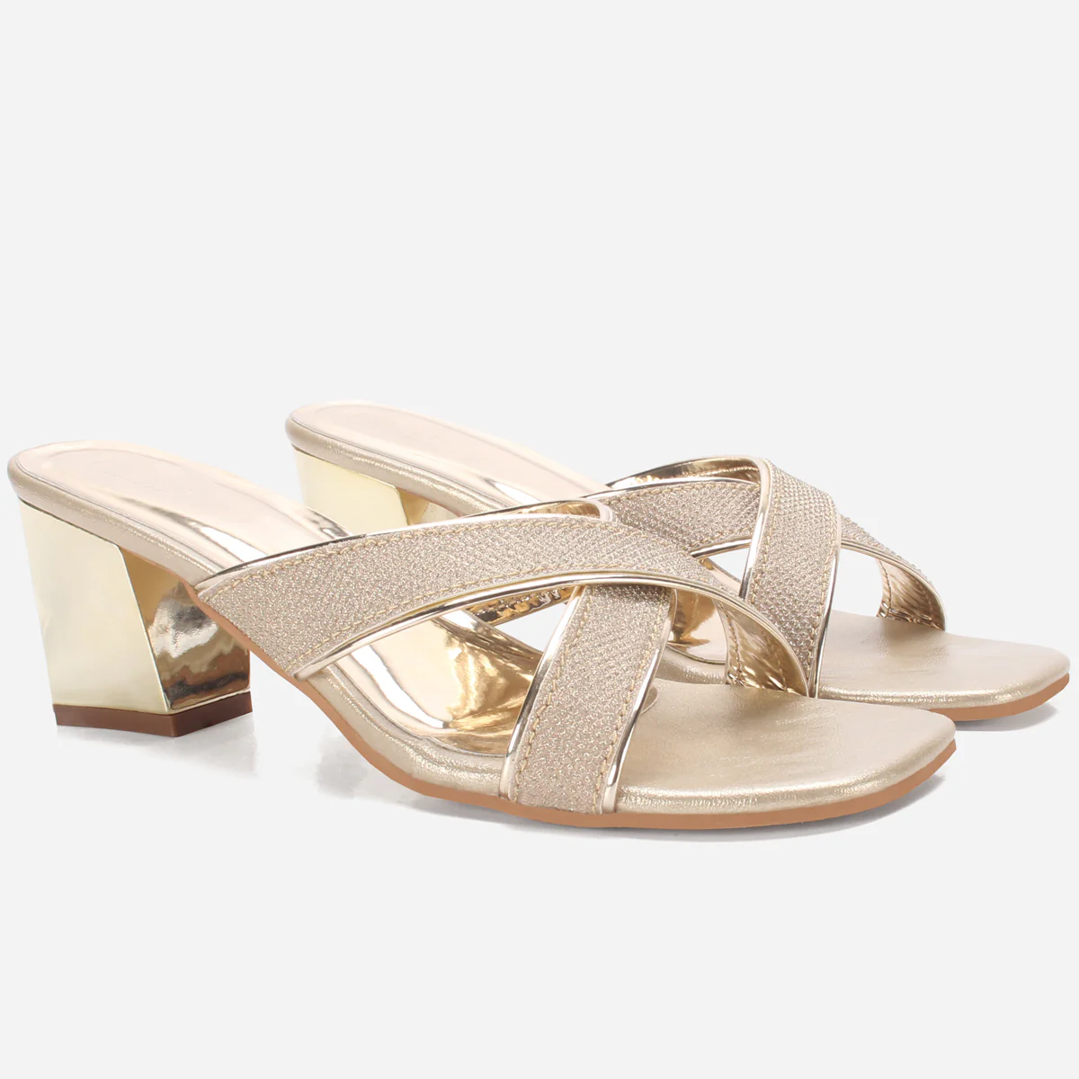 Women "DESERAE" Shimmer Block Heel Sandals - Image 2