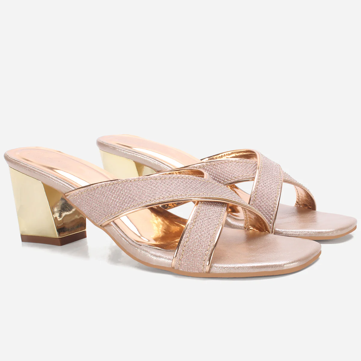 Women "DESERAE" Shimmer Block Heel Sandals - Image 2