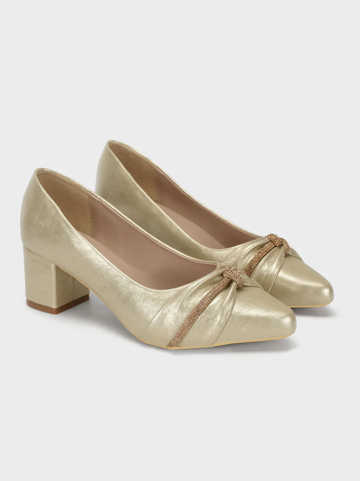 Women "DIADEM" Shimmery Block Heel Courts - Image 2
