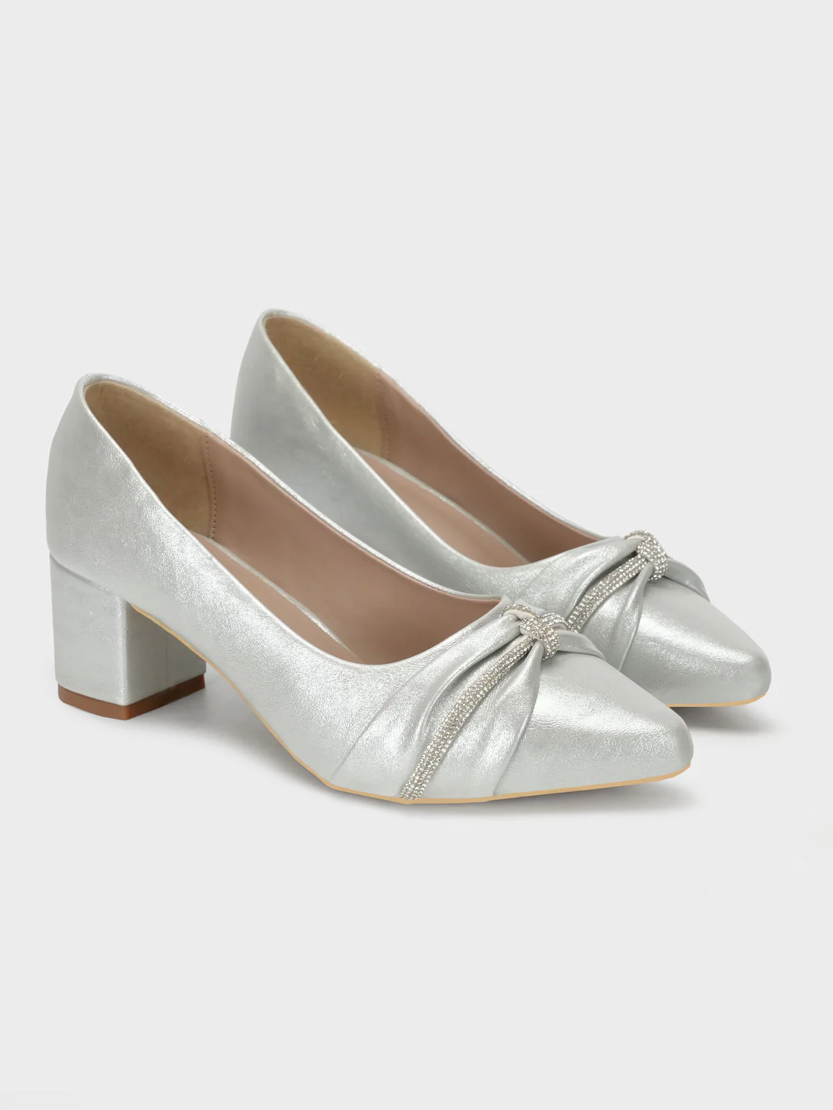 Women "DIADEM" Shimmery Block Heel Courts - Image 2