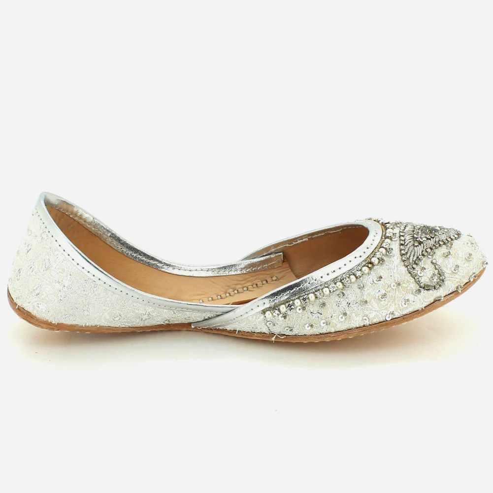 Women “ECRU” Indian Beaded Sequins Tila Flat Khusa - Image 2
