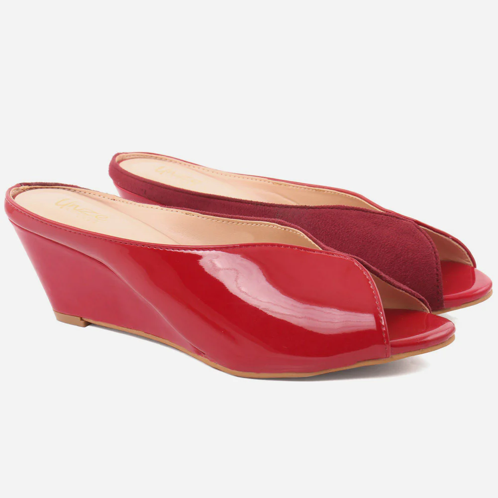 WOMEN "EDDIE" TWO TONE COMFORT WEDGE SLIP ON - Image 2