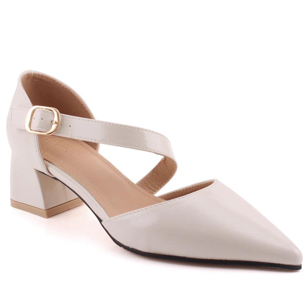 Women "EMBERLY" Closed Heel Cup Cross Over Buckle Strap Block Heel Sandals
