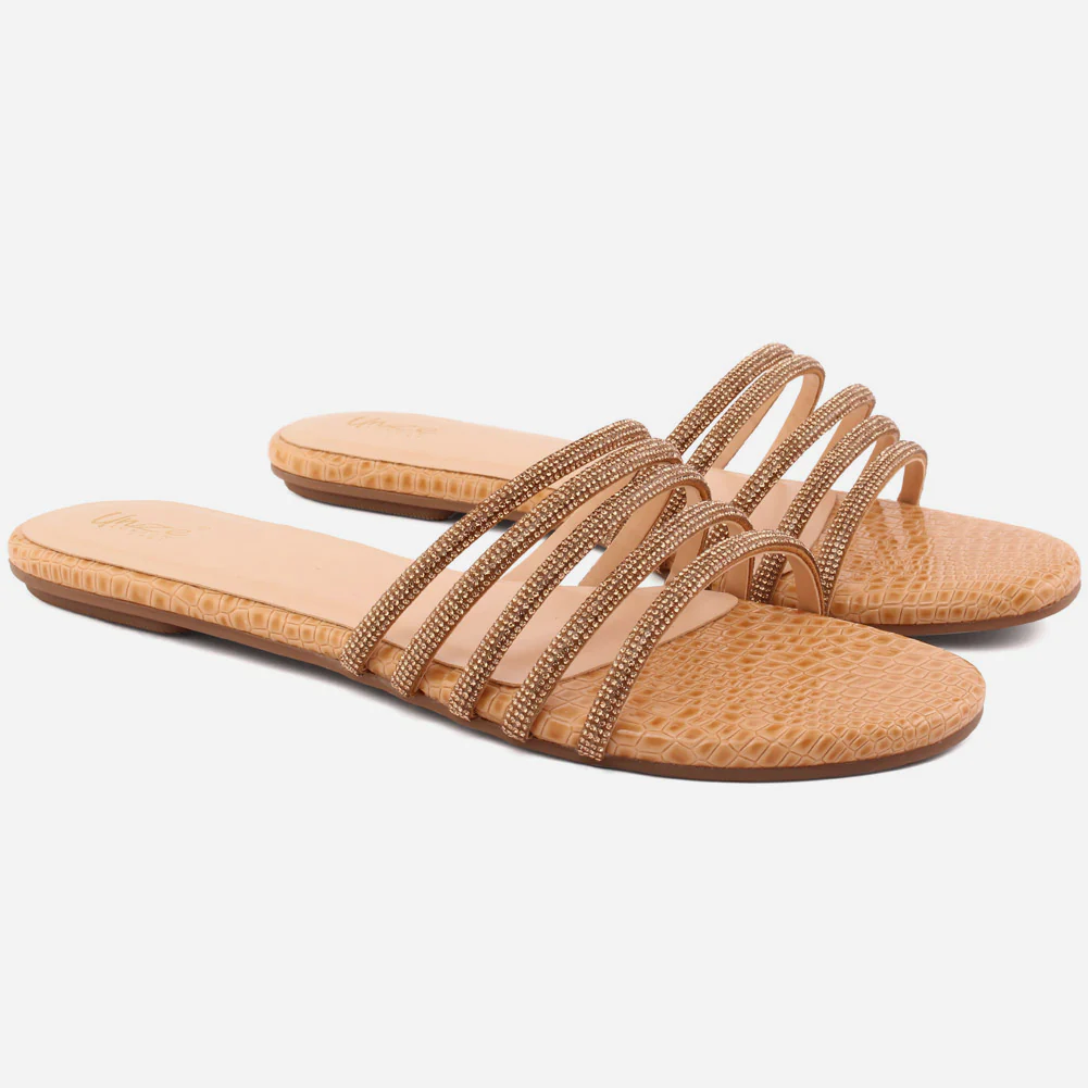 Women "Ethel" Stone Strap Slip On Slippers - Image 2